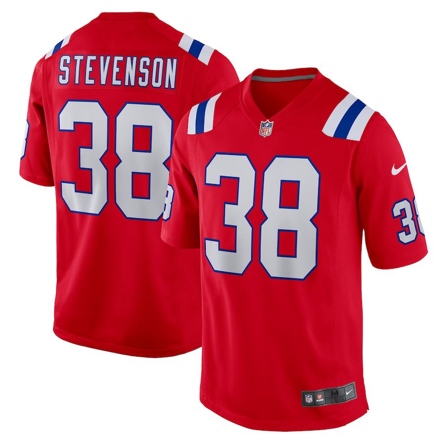 Men New England Patriots 38 Rhamondre Stevenson Nike Red Alternate Game Player NFL Jersey